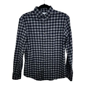 Men’s Plaid Button-Down EveryDay Shirt with Pocket - Navy and Gray